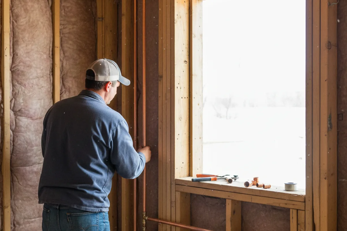Licensed plumber running new copper supply lines in a Mount Enterprise home