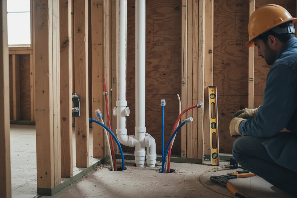 Drain and supply rough-in during Toilet Repair and Installation in Mount Enterprise