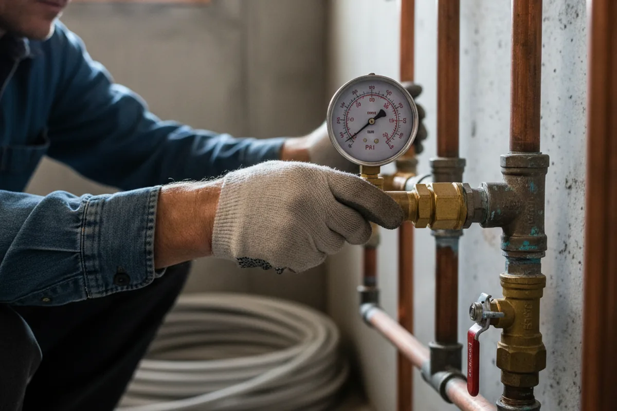 Pressure testing a repaired line during Water Line Repair in Mount Enterprise